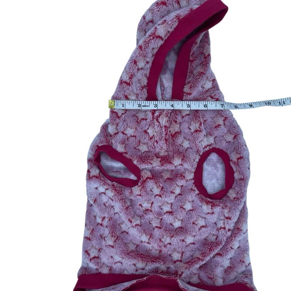 Soft and Fuzzy Pink Star Patterned Dog Hoodie